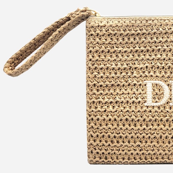 Dior Raffia Summer Clutch Make Up Pouch VIP Gift Handbag Novelty Authentic NEW - Picture 4 of 8